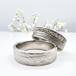 Misty Forest "Organic" Mens Ring - 18K Vitguld med Rhodium