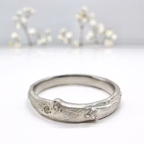 Misty Forest "Wave" Ring - 18K Vitguld med Rhodium