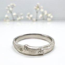 Misty Forest "Wave" Ring - 18K Vitguld med Rhodium