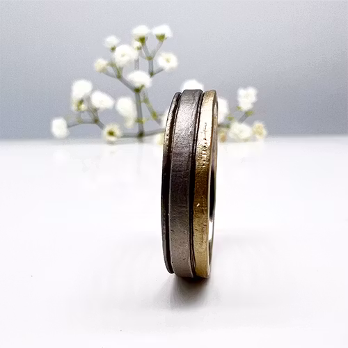 Misty Forest "Creek" Mens Ring - 18K Vitguld med Rhodium