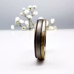 Misty Forest "Creek" Mens Ring - 18K White Gold with Rhodium
