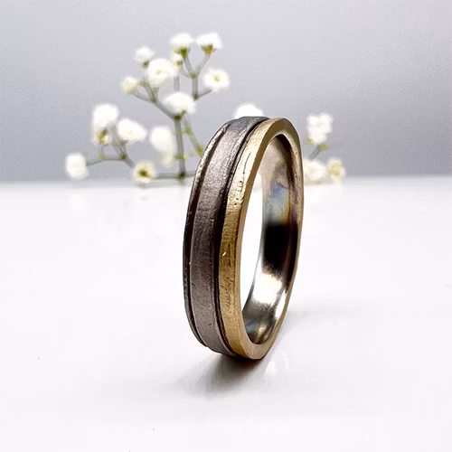 Misty Forest "Creek" Mens Ring - 18K Vitguld med Rhodium