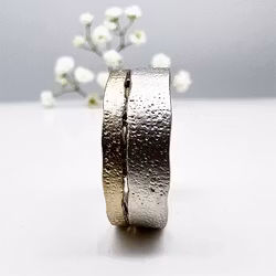 Misty Forest "Earth" Mens Ring - 18K White Gold with Rhodium