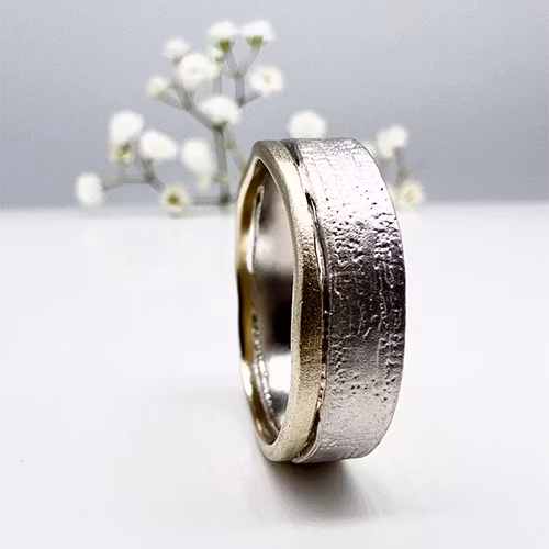 Misty Forest "Tree" Mens Ring - 18K Vitguld med Rhodium