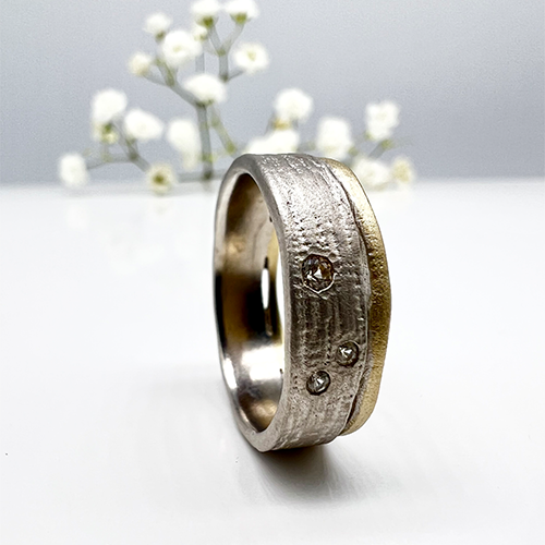 Misty Forest "Maple" Ring - 18K White Gold with Rhodium