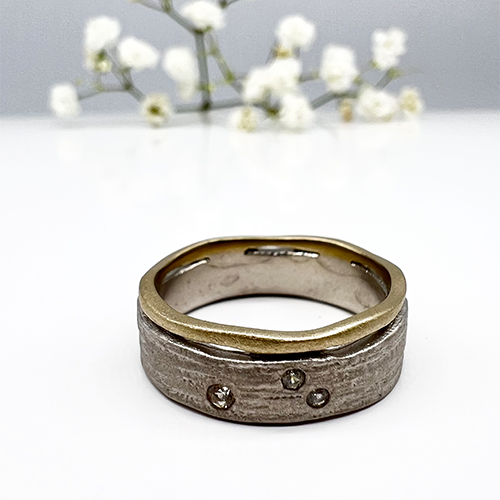 Misty Forest "Maple" Ring - 18K White Gold with Rhodium