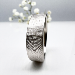 Misty Forest "Print" Mens Ring - Silver
