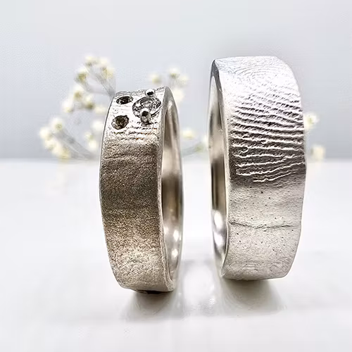 Misty Forest "Print" Mens Ring - Silver
