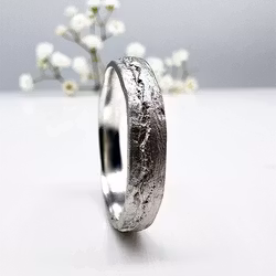 Misty Forest "Sea" Mens Ring - Silver