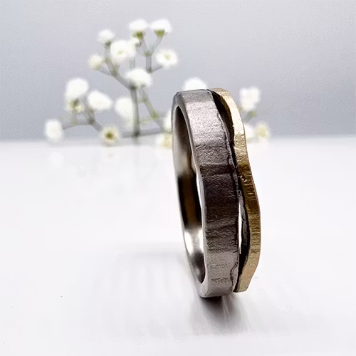 Misty Forest "River" Mens Ring - Silver