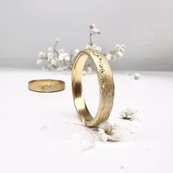 Misty Forest "Sea" Mens Ring - 14K Gold Plated