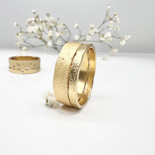 Misty Forest "Earth" Mens Ring - 14K Gold Plated