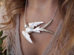 Fluttering Swallow Halsband - Silver