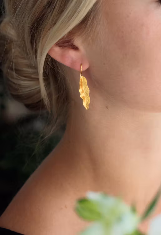 Earrings Thin Leaves - Gold