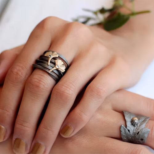 Ring Ginkgo Biloba - Brons/Guld