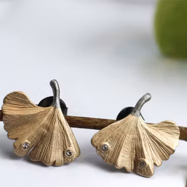 Örhängen Ueno Ginkgo - Brons/Guld