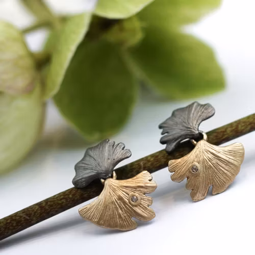 Örhängen Ginkgo Zendai - Brons/Guld