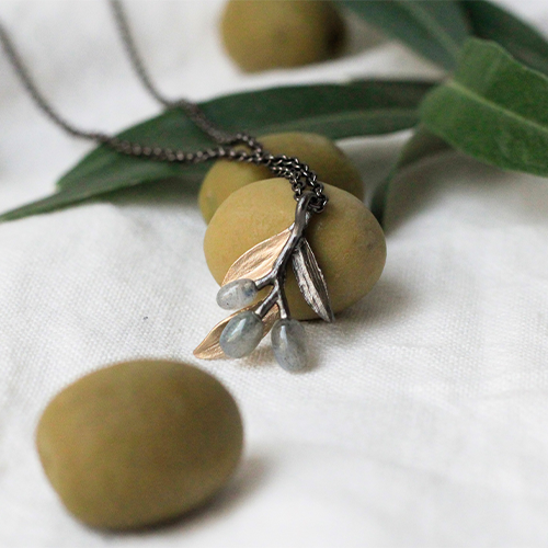 Halsband Antiparos Olive - Brons/Guld