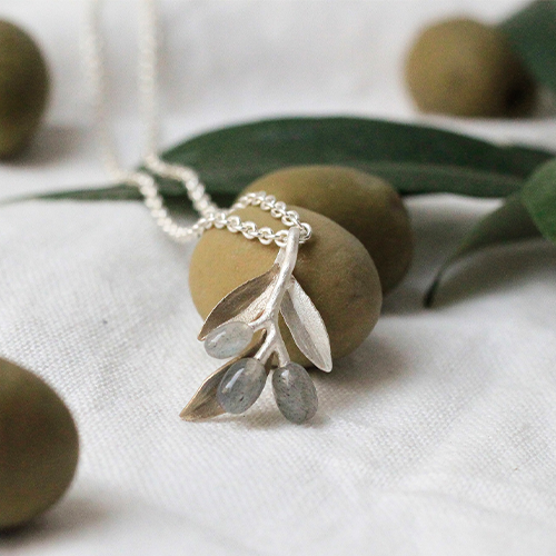 Halsband Antiparos Olive - Silver