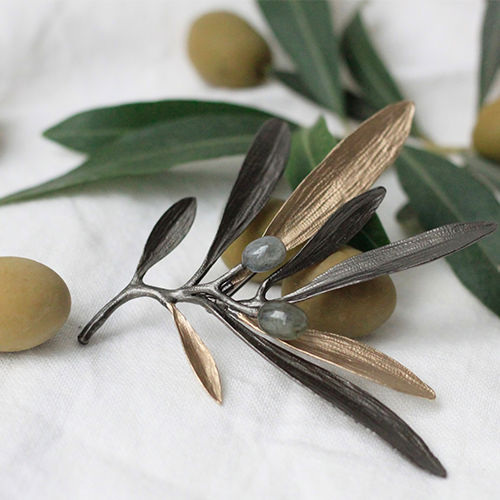 Brosch Hairpin Kreta Olive - Brons/Guld