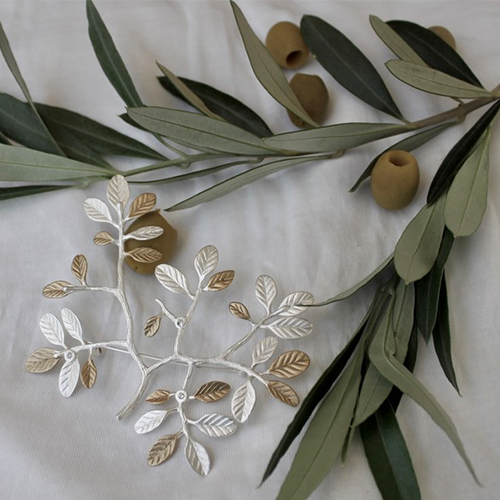 Brooch Hairpin Thessaloniki Olive - Silver
