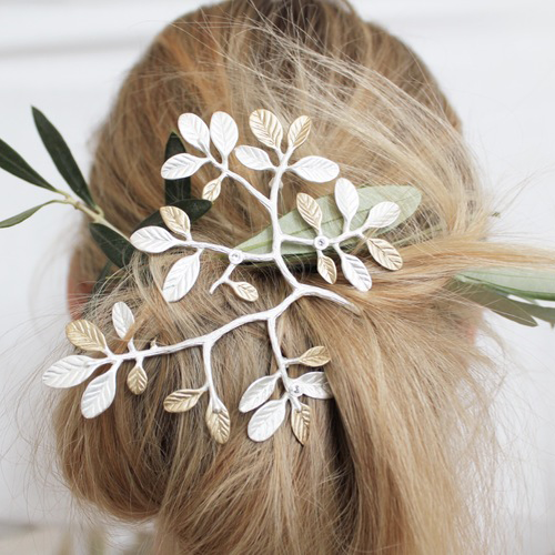 Brooch Hairpin Thessaloniki Olive - Silver
