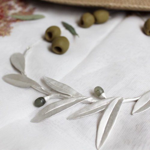 Halsband Green Olive - Silver