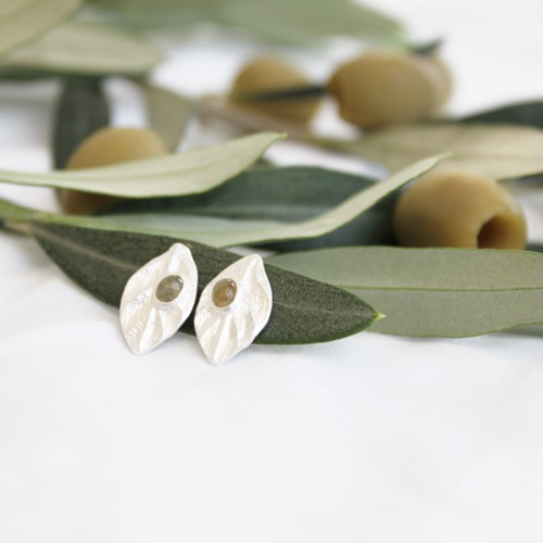 Örhänge Samos Olive - Silver