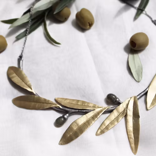 Halsband Green Olive - Brons/Guld