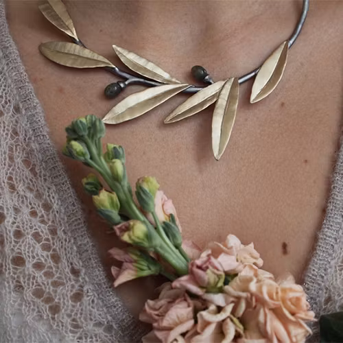 Halsband Green Olive - Brons/Guld