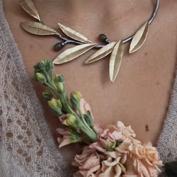 Necklace Green Olive - Bronze/Gold