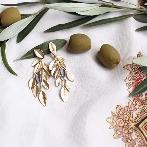 Earrings Olive Branch - Bronze/Gold