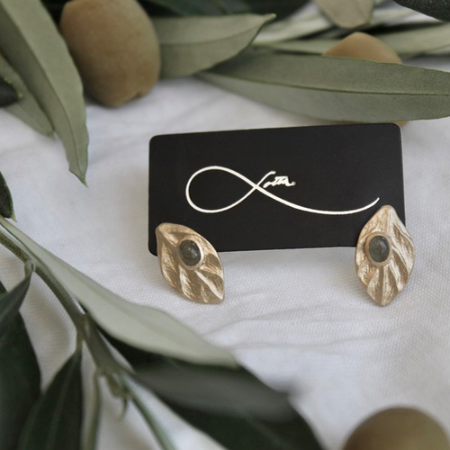Earrings Samos Olive - Bronze/Gold