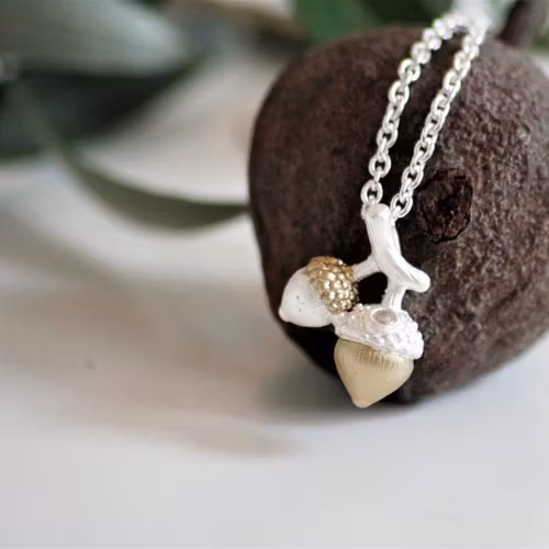 Necklace Seeds of Love Twin Acorn - Silver
