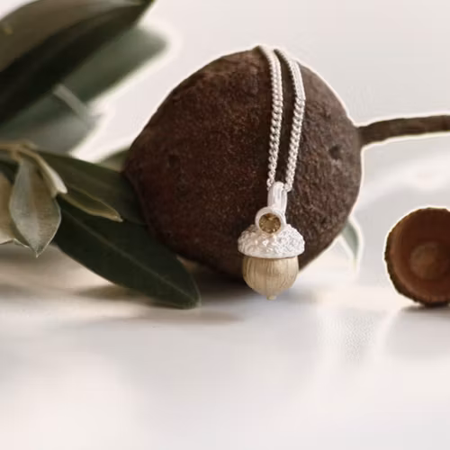 Necklace Simple Seed of Oak - Silver