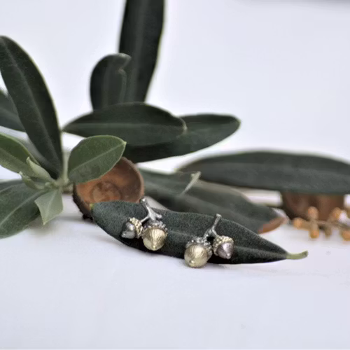 Örhänge Seeds of Love Twin Acorn - Brons/Guld