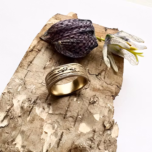 Misty Forest "Two Stars" Ring - 18K Naturligt Vitguld