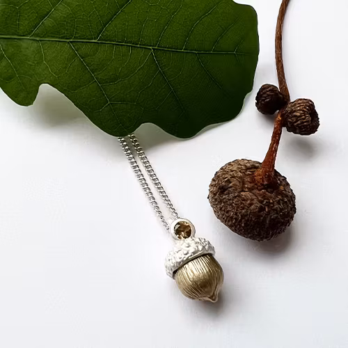 Necklace Simple Seed of Oak - Silver