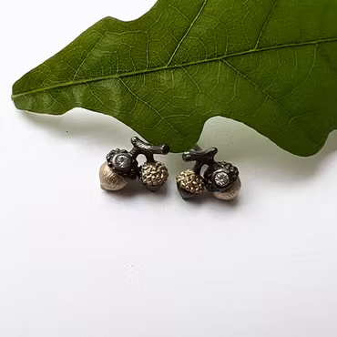 Earring Seeds of Love Twin Acorn - Bronze/Gold