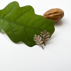 Örhängen Tiny Oak Leaf - Brons/Guld