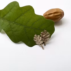 Örhängen Tiny Oak Leaf - Brons/Guld