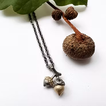Necklace Seeds of Love Twin Acorn - Bronze/Gold