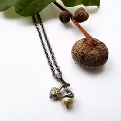 Halsband Seeds of Love Twin Acorn - Brons/Guld