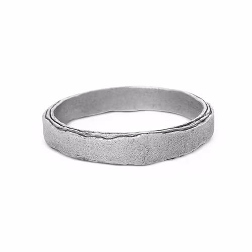 Misty Forest Rustic Mens Ring- Silver