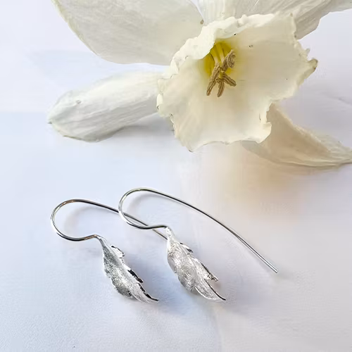 Earrings Tiny Leaf - Silver