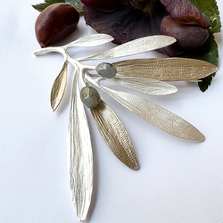 Brosch Hairpin Kreta Olive - Silver
