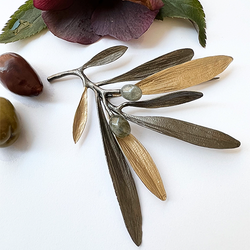 Brosch Hairpin Kreta Olive - Brons/Guld