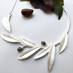 Halsband Green Olive - Silver