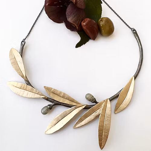 Halsband Green Olive - Brons/Guld