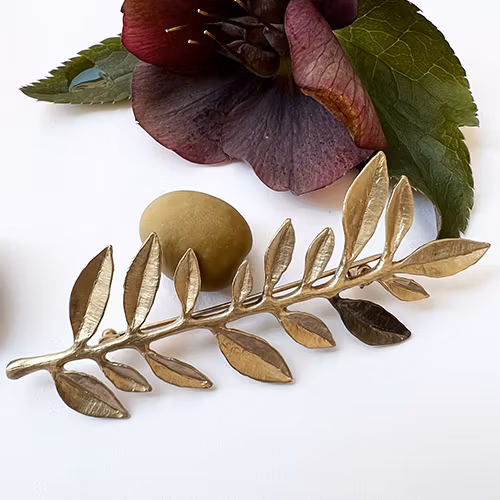 Brooch Olive Branch - Bronze/Gold